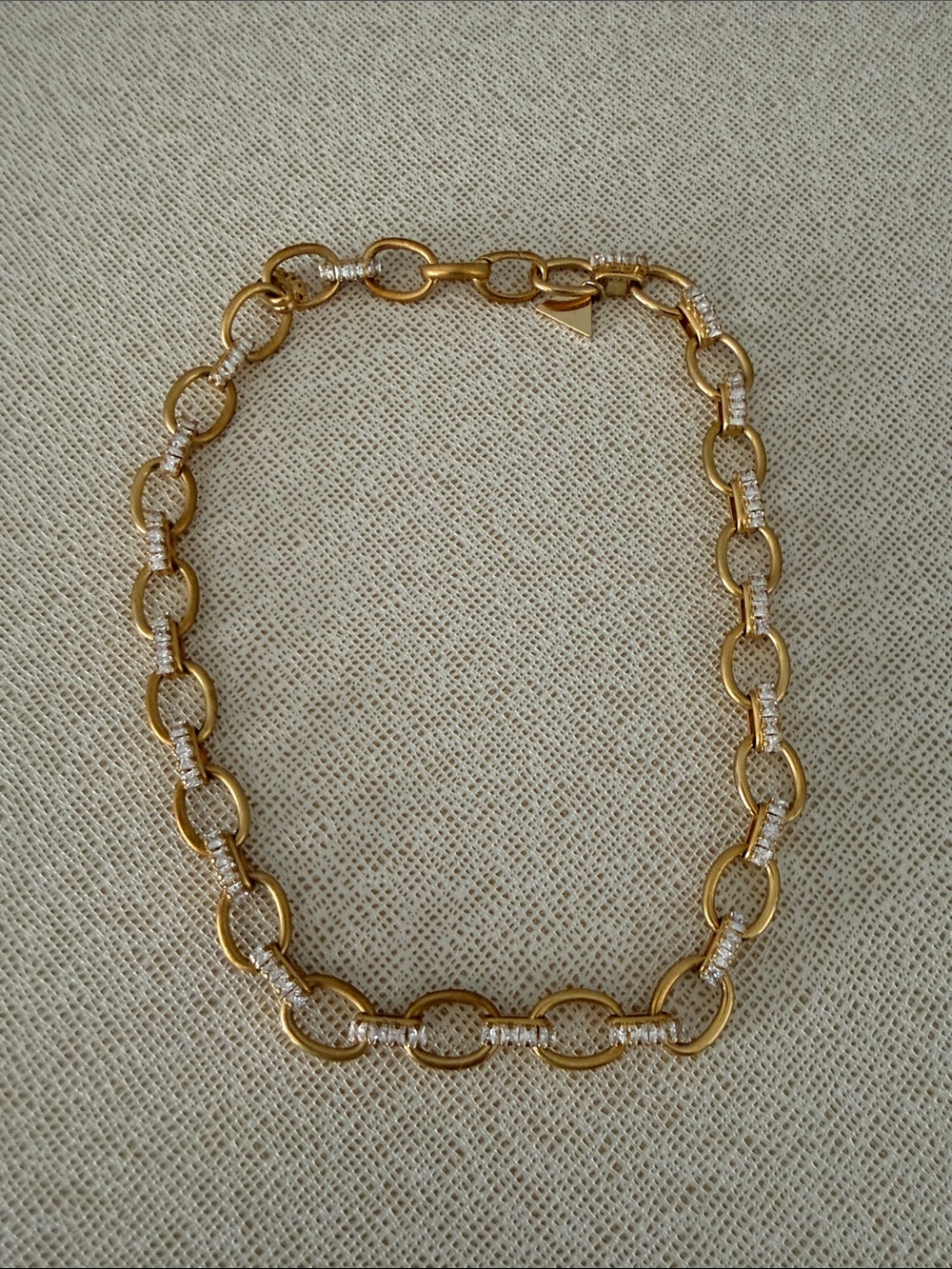 Gold Link Necklace with Pavé-Set Accents